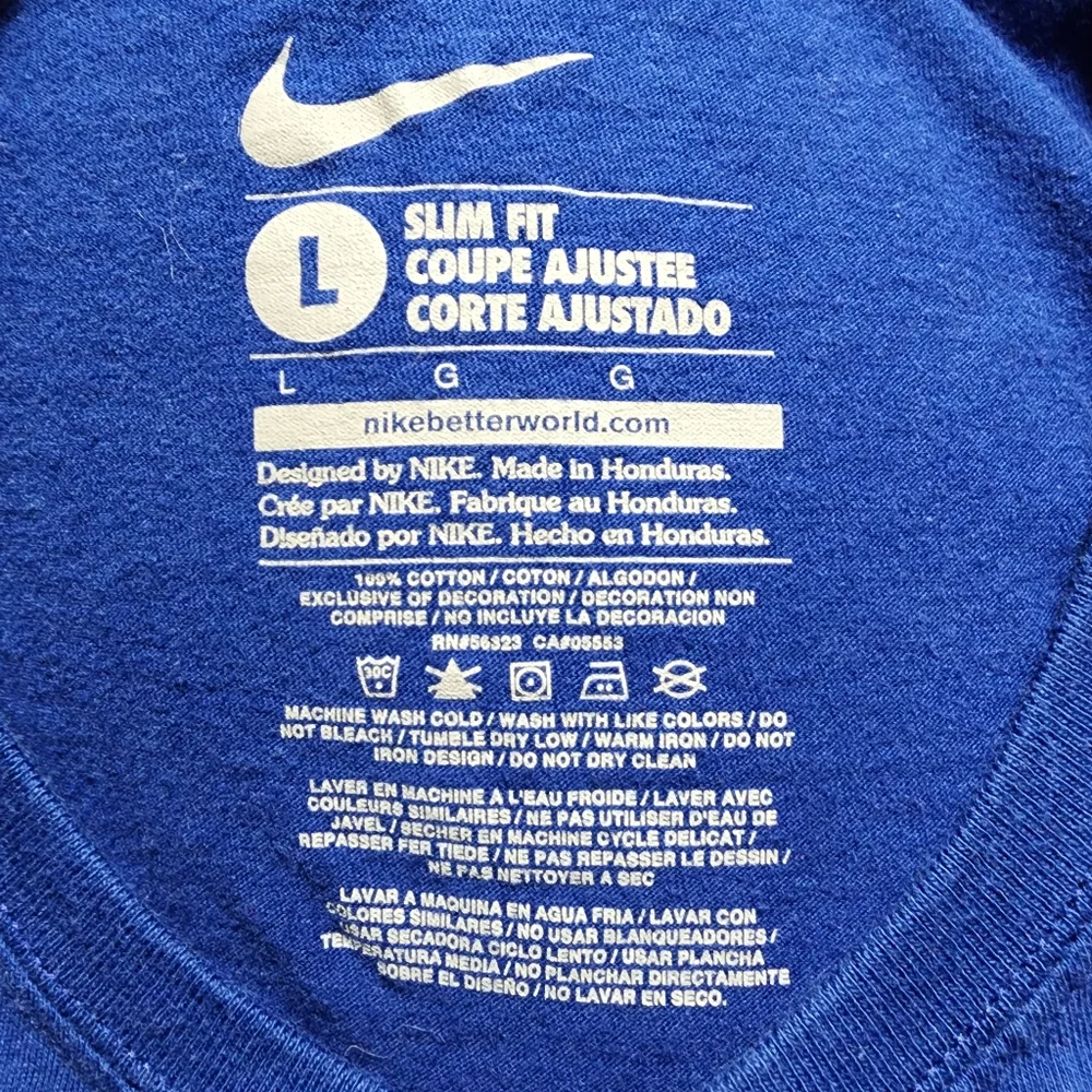 Nike Slim Fit Crewneck T-Shirt with Gradient Blue Black and White Swoosh Logo